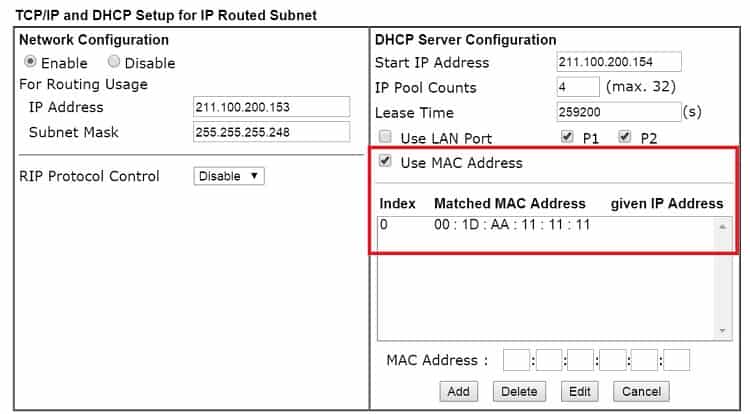 скриншот страницы сведений о маршрутизируемой IP-подсети DrayOS
