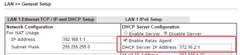 скриншот настроек DHCP DrayOS