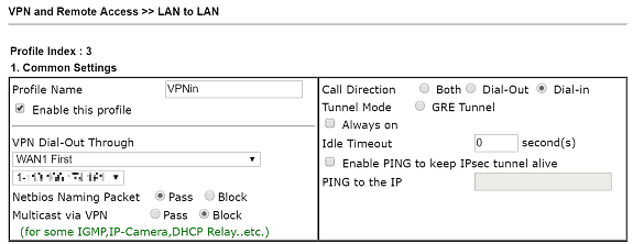 скриншот профиля DrayOS LAN-to-LAN VPN