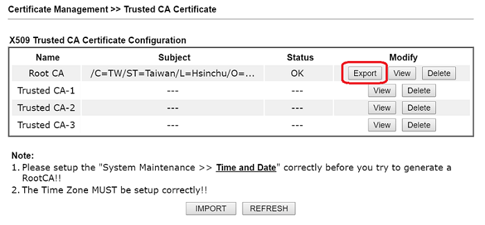 снимок экрана со списком доверенных сертификатов ЦС DrayOS