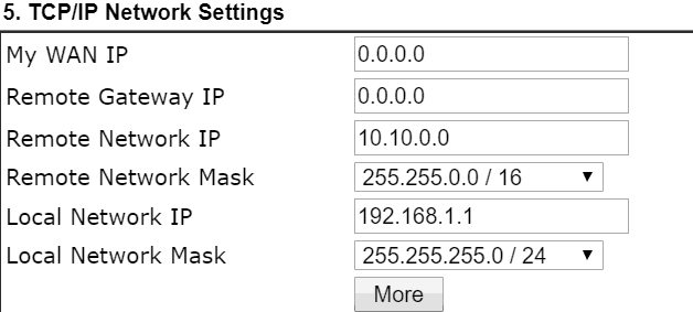 скриншот настроек DrayOS VPN TCPIP