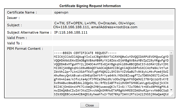 скриншот запроса на подпись сертификата DrayOS