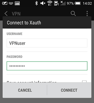 скриншот подключения Android к VPN