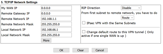 Настройки IP-сети для IPsec VPN