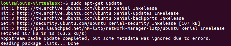 скриншот терминала Ubuntu