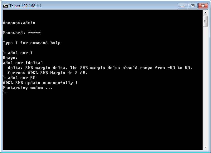 changin SNR in command-line interface.