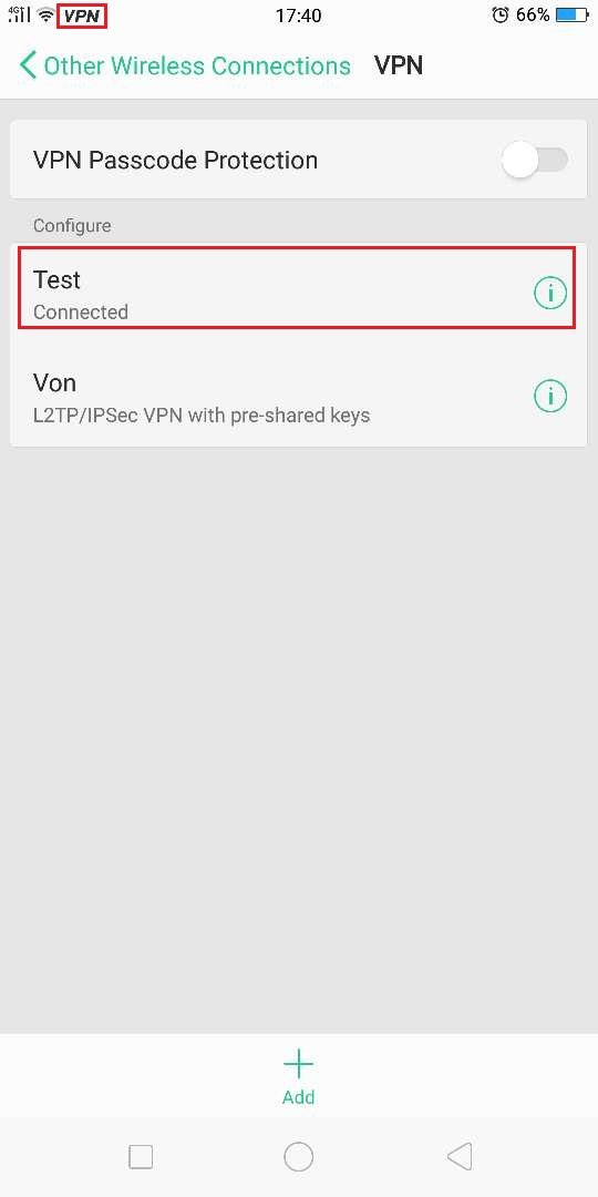 скриншот подключения VPN на телефоне Android